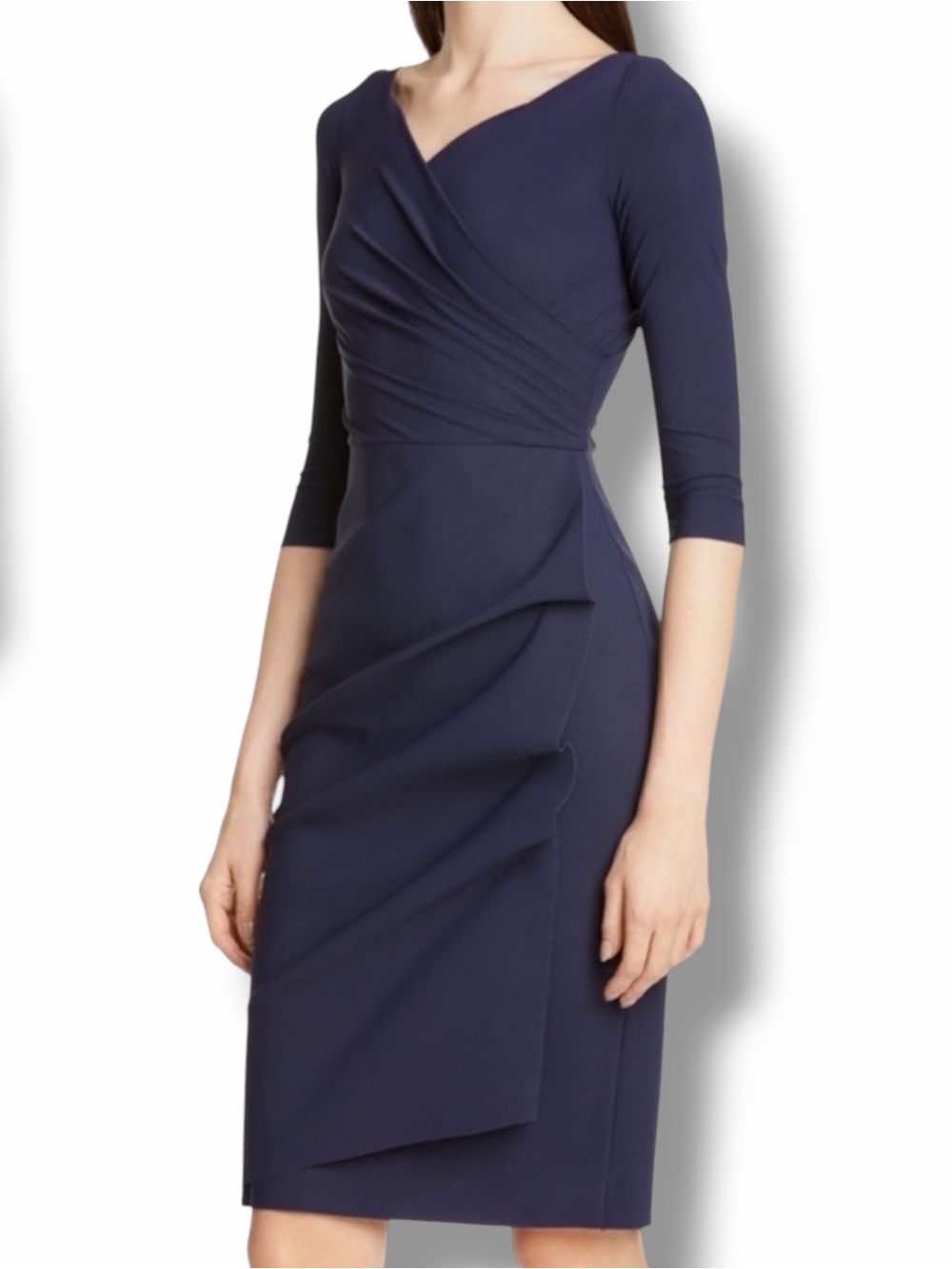 Chiara Boni Florien Surplice Neck Dress Size 40 US 4 in Blu Notte